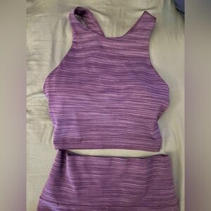 Athleta Purple Activewear Set with Built in Bra and Cropped Leggings